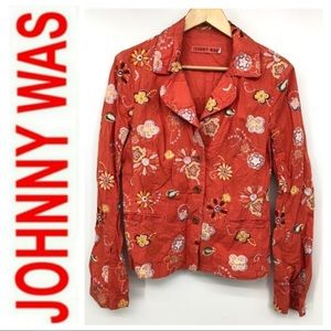 JOHNNY WAS Embroidered Cotton Blazer